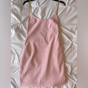 Selling a Pink and White Gingham Mini Dress!